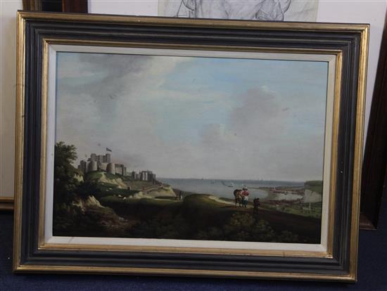 English School c.1800 Extensive view of Dover Castle and the harbour 13.5 x 20in.